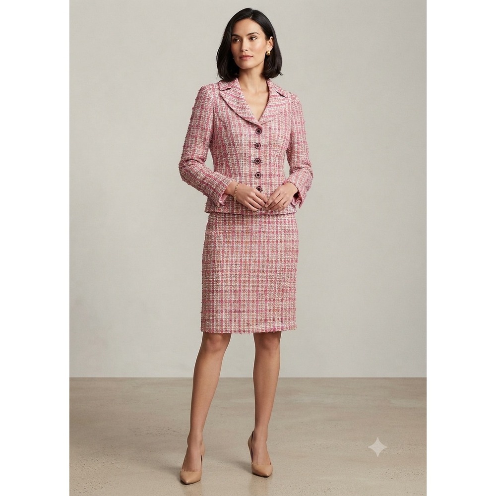 Talbots Pink Tweed Skirt Set